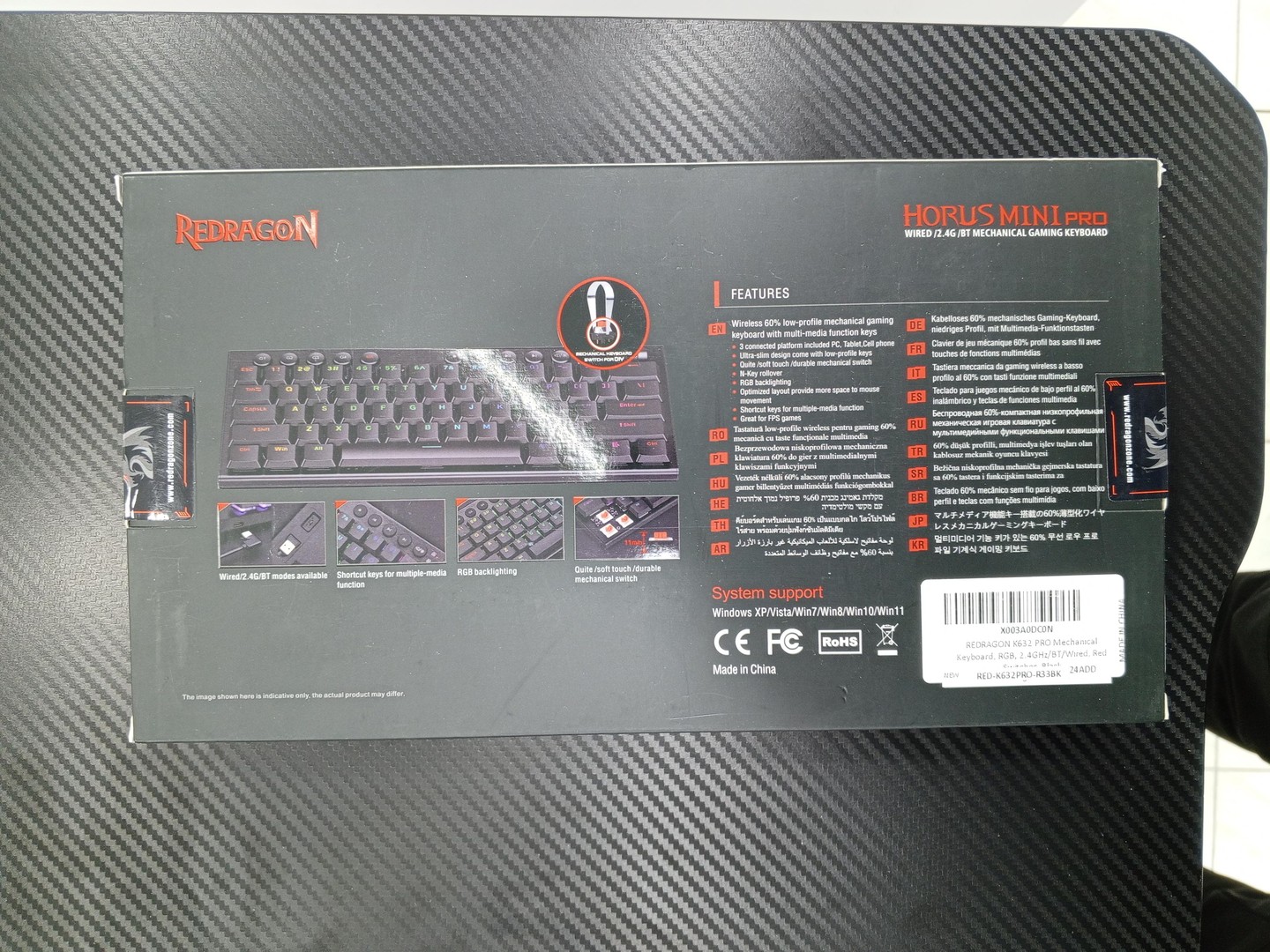 computadoras y laptops - Teclado Redragon K632 PRO 60% Wireless RGB Mechanical
 1