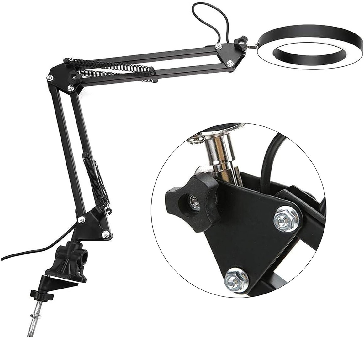 accesorios para electronica - Lámpara de escritorio con base y clip, regulable flexible de bajo consumo 4