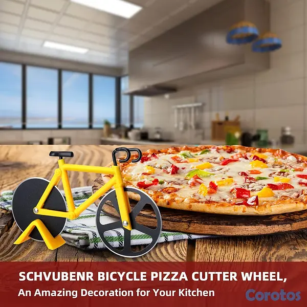 cocina - Cortador de pizza con forma de bicicleta en acero  8