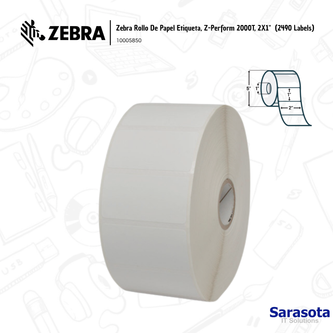 accesorios para electronica - Zebra Rollo De Papel Etiqueta, 2X1 2490 labels