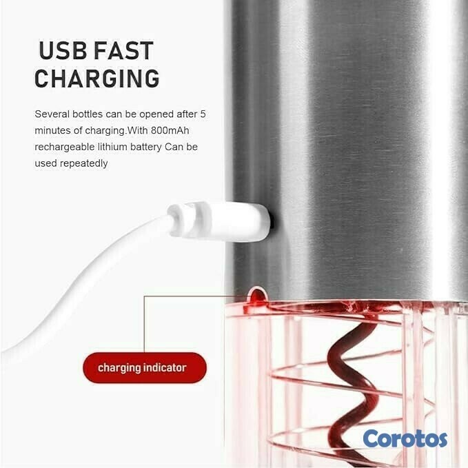 cocina - DESTAPADOR DE BOTELLA DE VINO RECARGABLE‎ 4