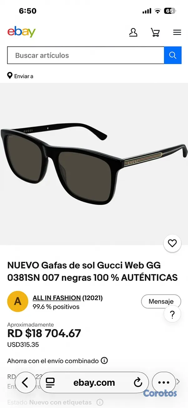 joyas, relojes y accesorios - Vendo esto lente gucci original  2