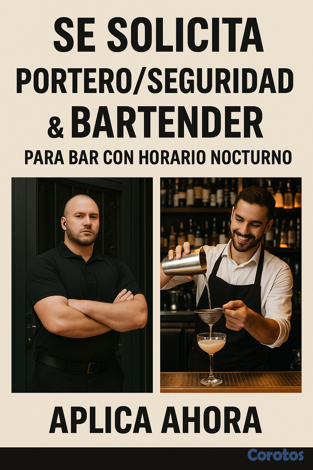empleos disponibles - Se contrata bartender y portero