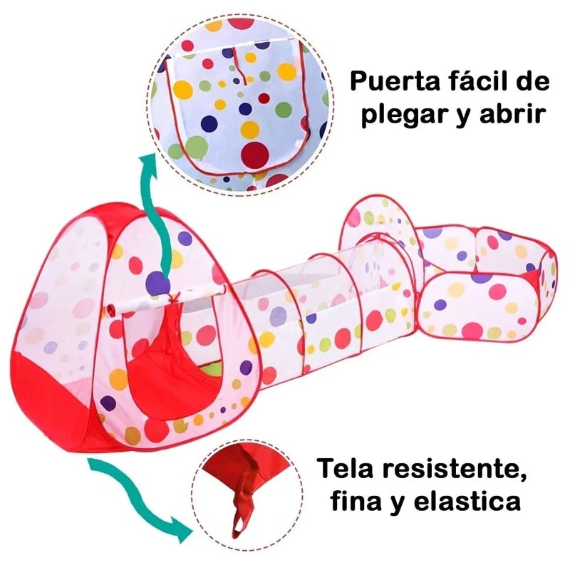 juguetes - Piscina De Pelotas Con Tunel Y Casa 3 En 1 para niños Ideal Regalo CASTILLO CASA 3