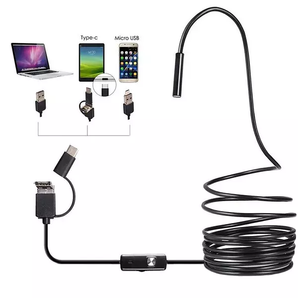 accesorios para electronica - 3 en 1 Tipo C Endoscopio 8LED USB Microscopio PC Boroscopio HD Cable impermeable 2