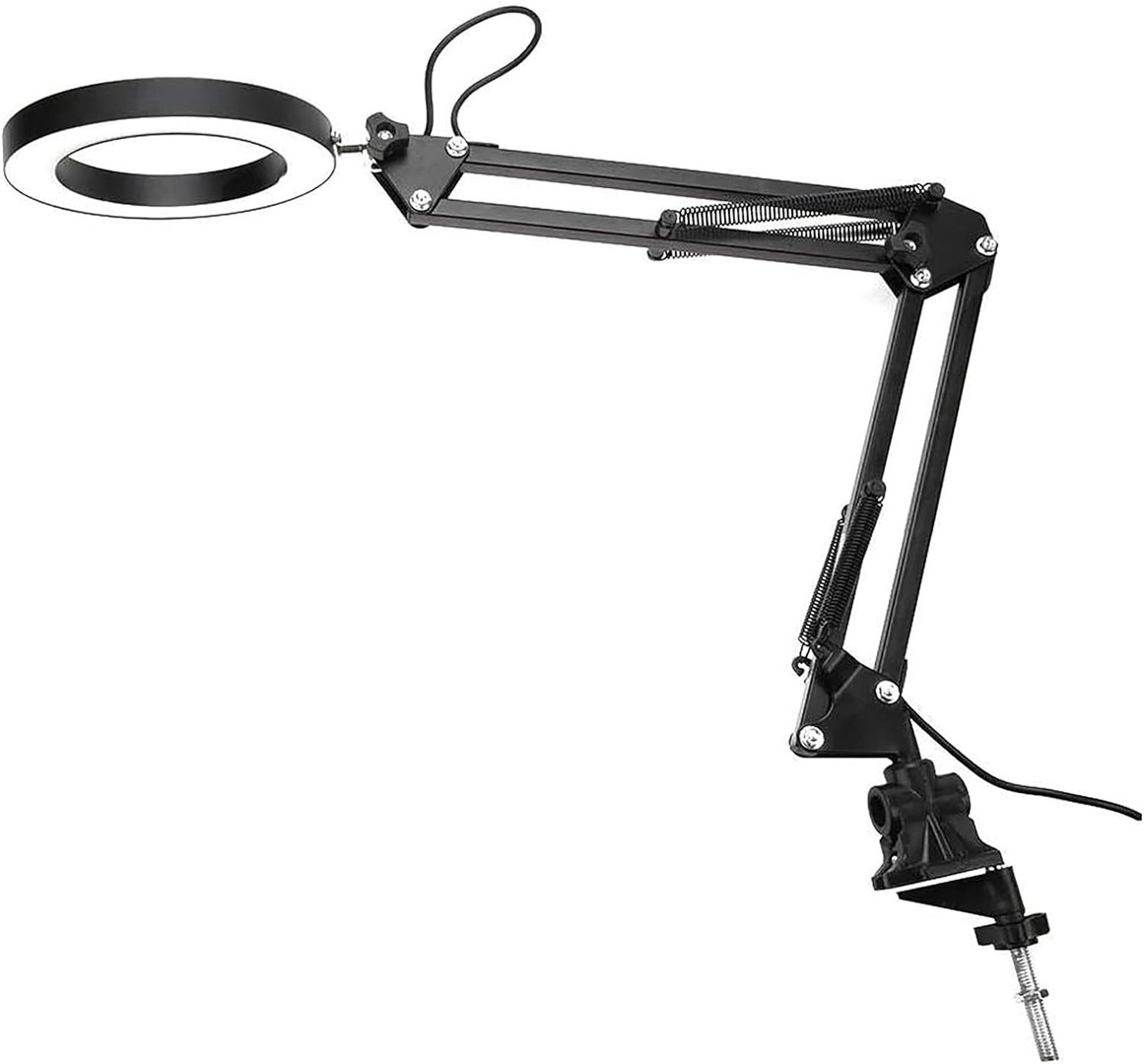 accesorios para electronica - Lámpara de escritorio con base y clip, regulable flexible de bajo consumo 5